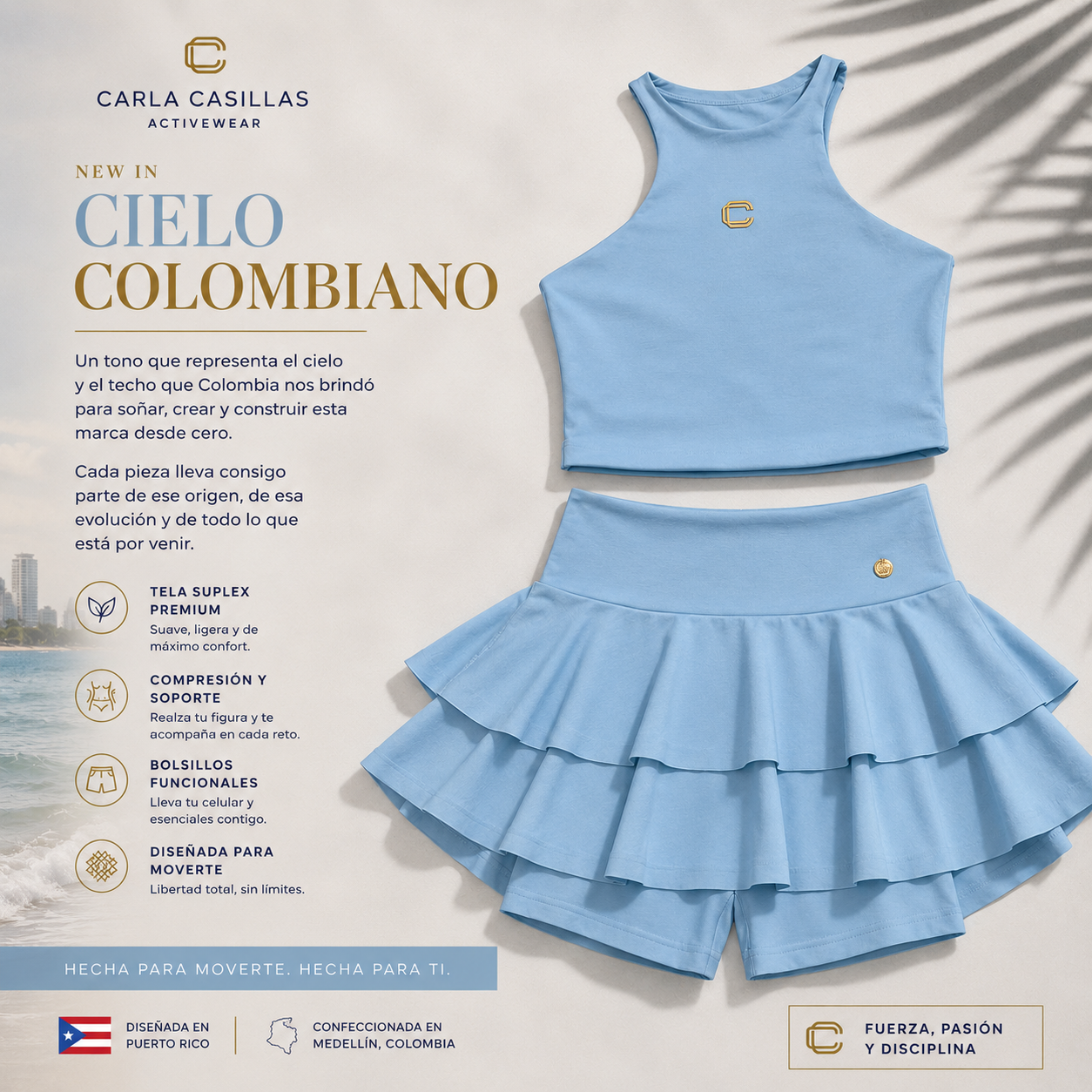 FALDA PANTALON COLOR AZUL CIELO