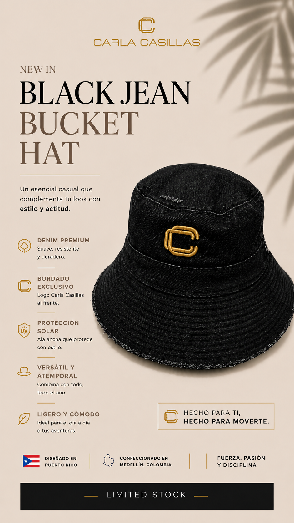 BLACK BUCKET HAT