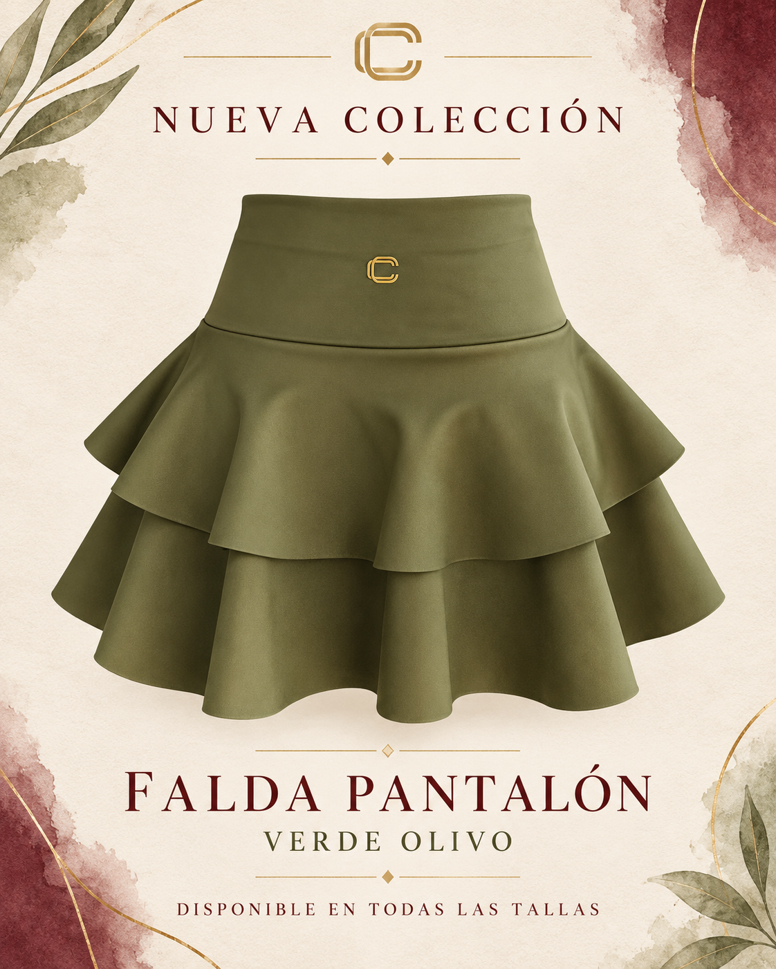 L-XL FALDA PANTALON VERDE OLIVO
