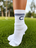HALF CALF SOCK WHITE & ROYAL BLUE