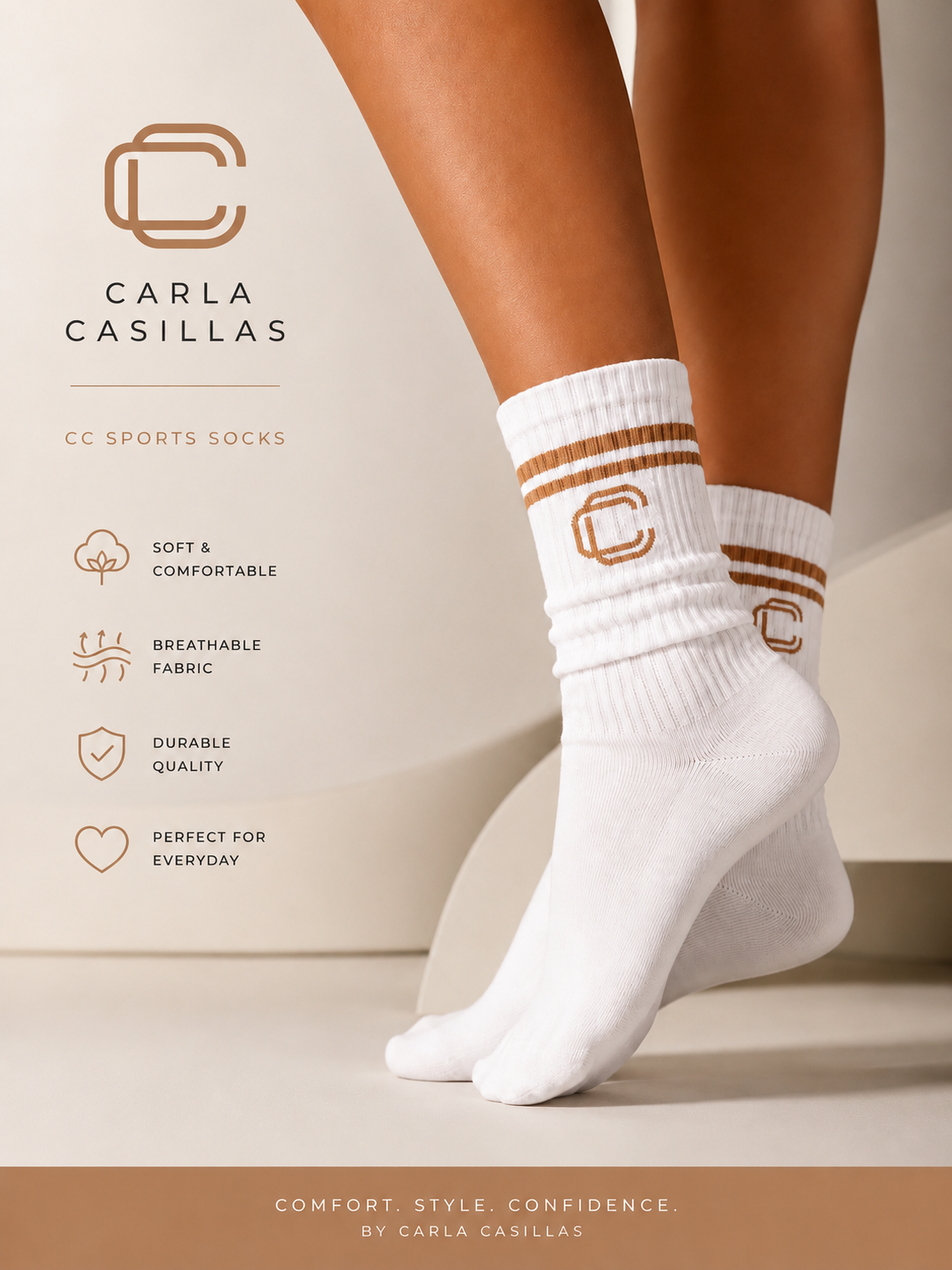 HALF CALF SOCK WHITE & VANILLA CREAM