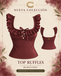 S-M RUFFLE TOP BURGUNDY