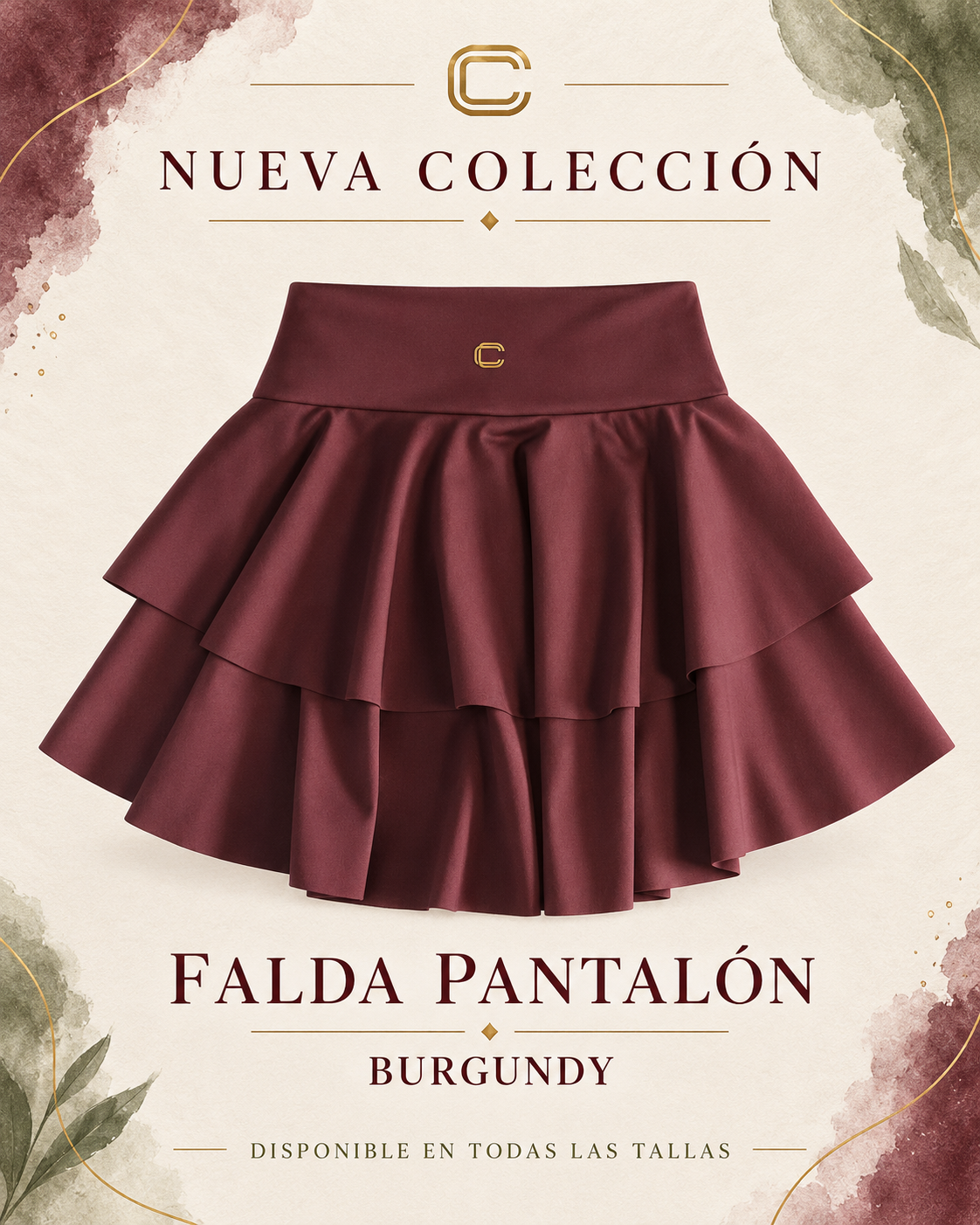 L-XL FALDA PANTALON COLOR BURGUNDY