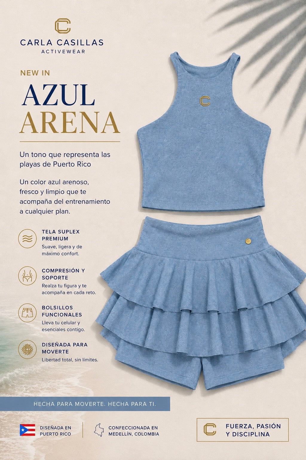 FALDA PANTALON COLOR AZUL ARENA